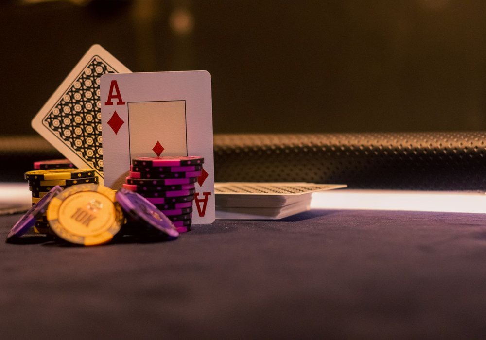 Cards and chips on the table in the Greenwynd gaming lounge