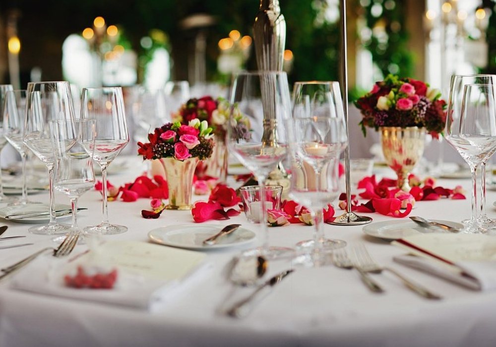 A table laid for a celebration dinner