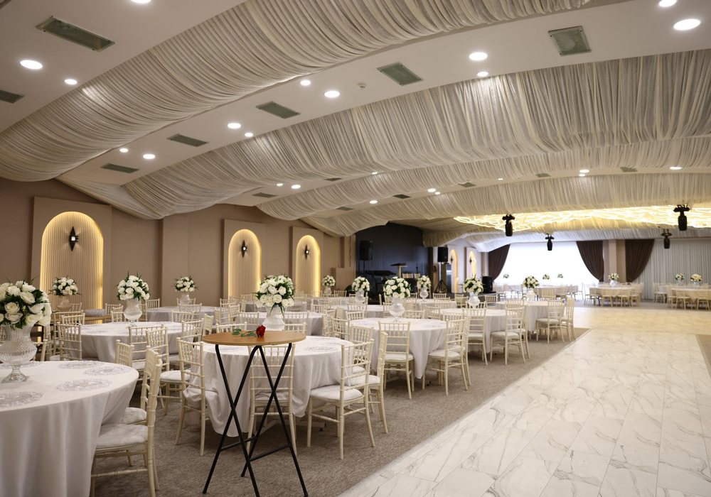 A function room laid for an event